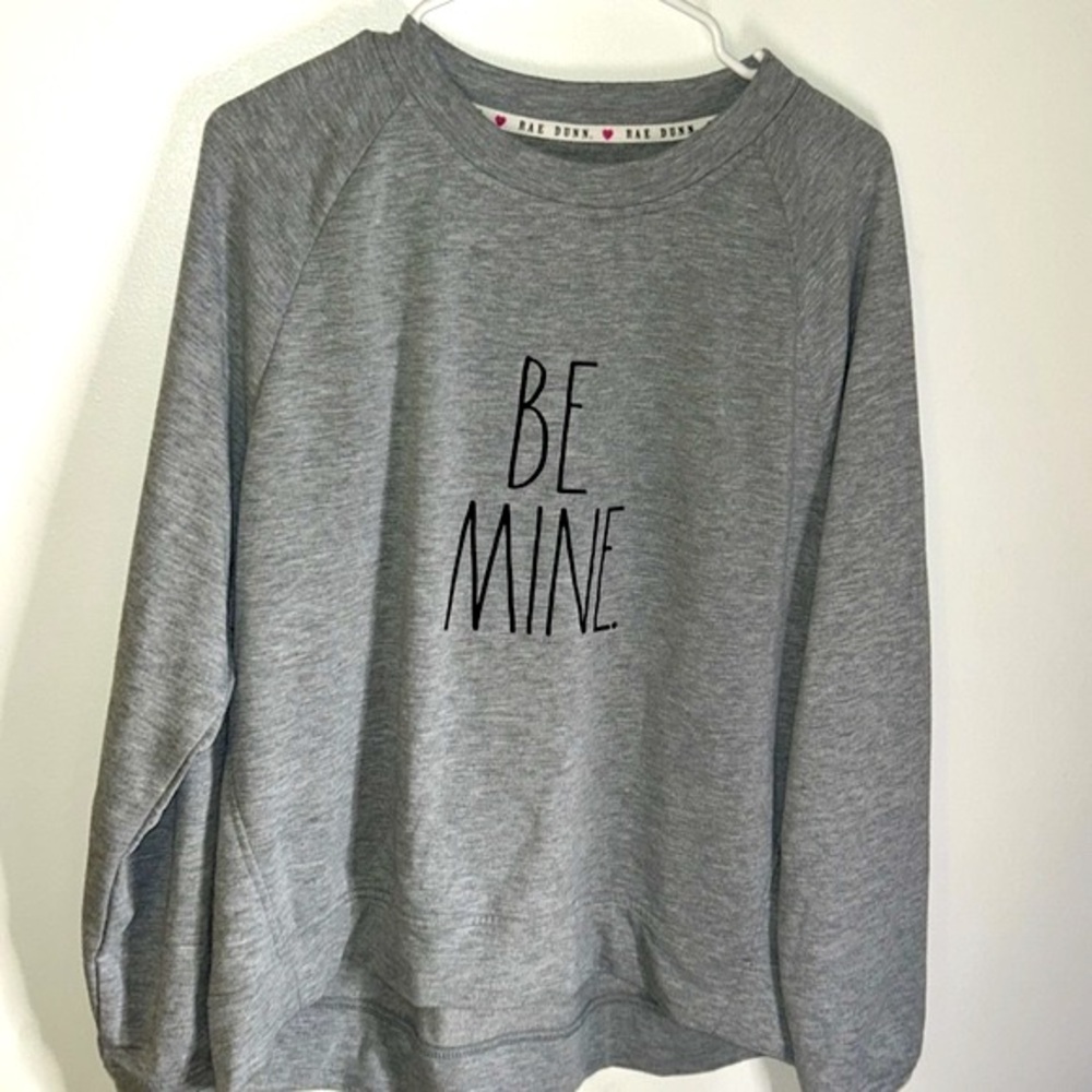 Rae Dunn sweatshirt size Large Be Mine long sleeve gray cozy loungewear